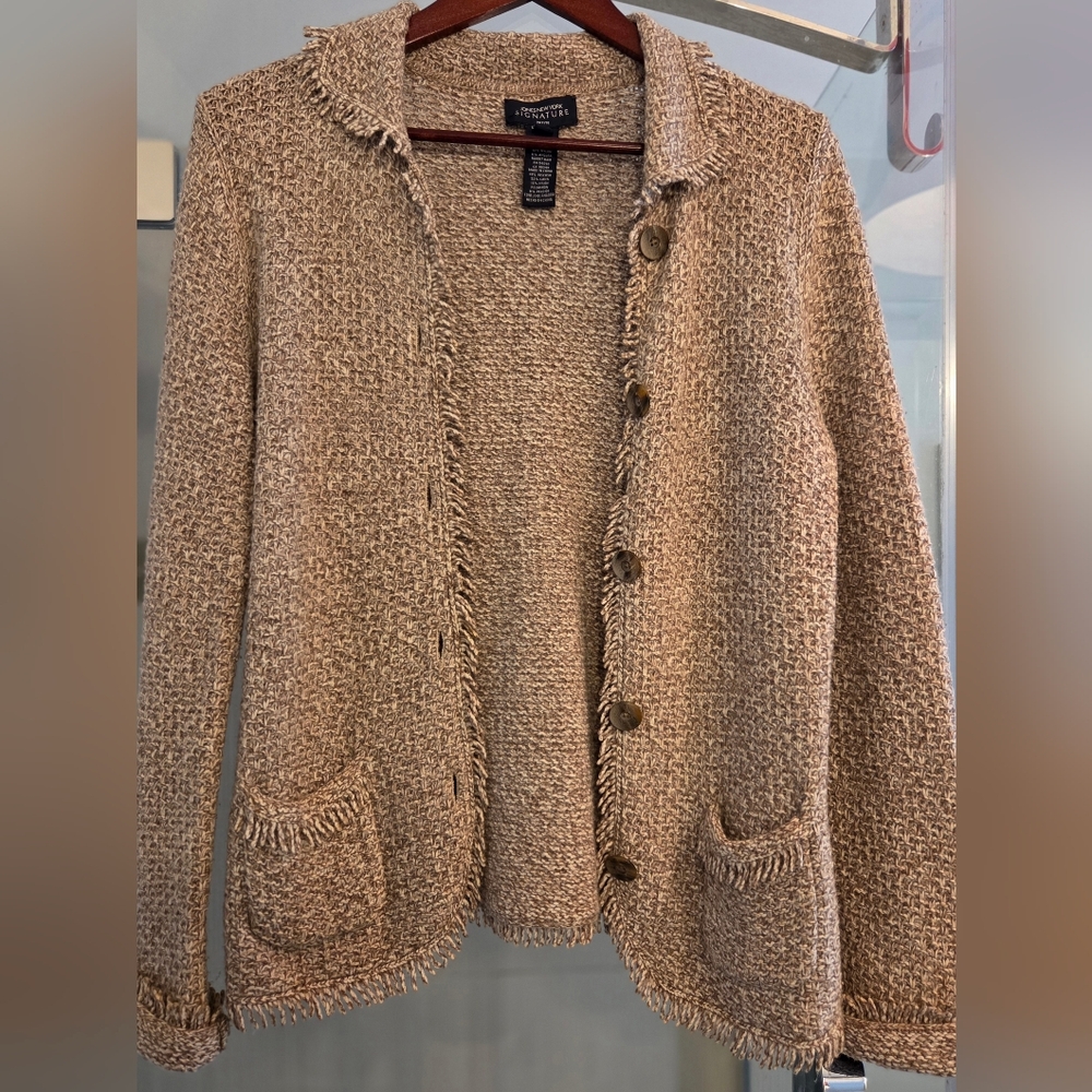 Jones New York Beige Knit Cardigan